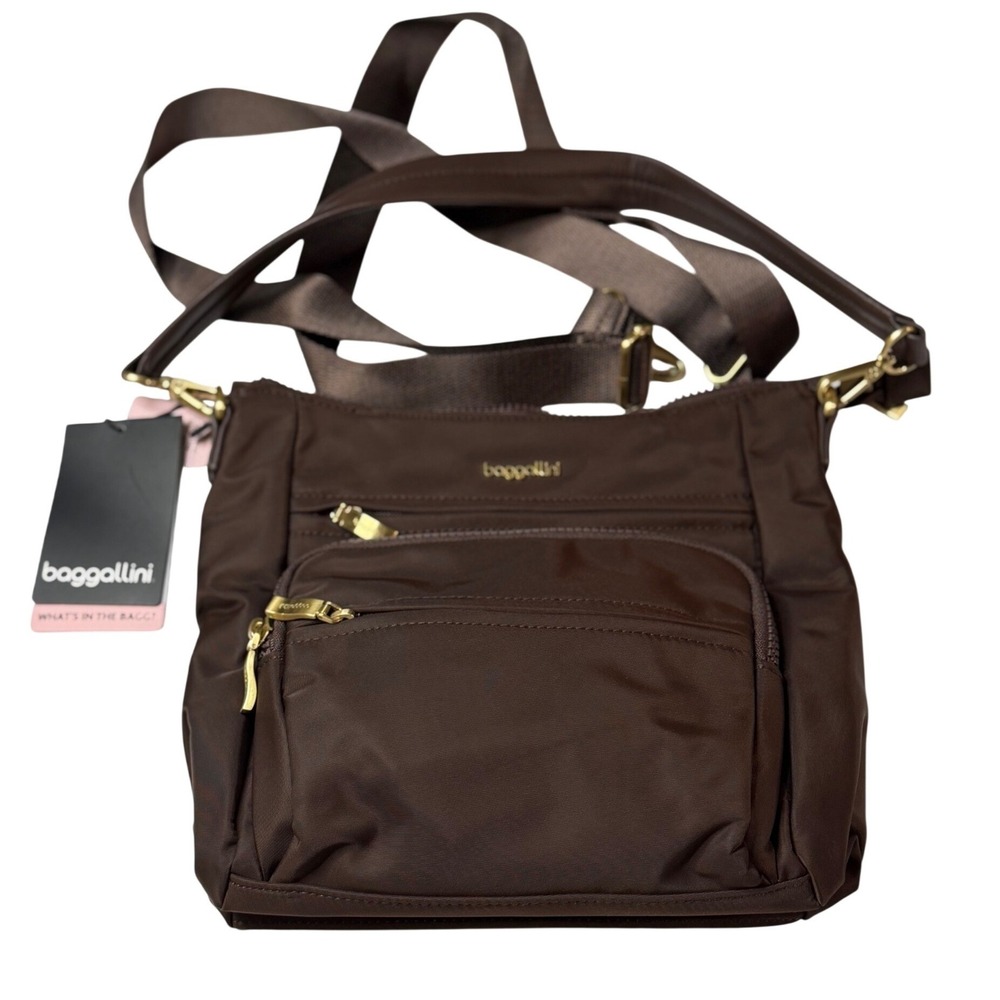 Baggallini Nolita Convertible‎ Crossbody Bag Ganache Brown RFID Travel Purse NEW